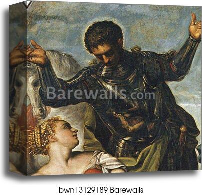 Saint George, Saint Louis, and the Princess. Detail by Jacopo Robusti, Called Tintoretto, Canvas Print
