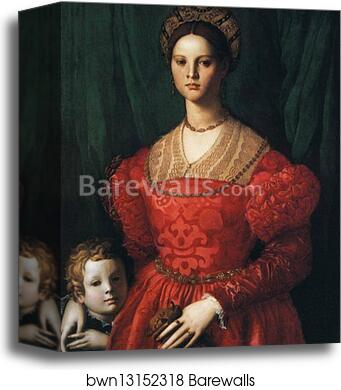 Lady in a Red Dress with a Fair-Haired Little Boy by Agnolo Bronzino, Canvas Print