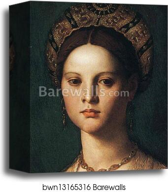Lady in a Red Dress with a Fair-Haired Little Boy. Detail by Agnolo Bronzino, Canvas Print