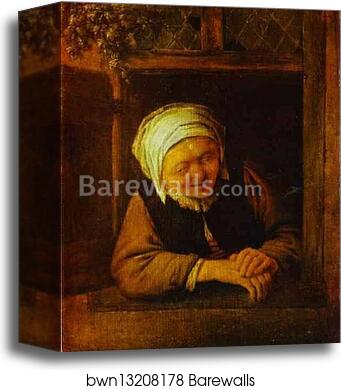 An Old Woman by Window by Adriaen Van Ostade, Canvas Print An Old Woman by Window by Adriaen Van Ostade, Canvas Print