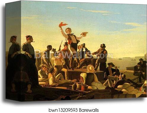 Jolly Flatboatmen in Port by George Caleb Bingham, Canvas Print Jolly Flatboatmen in Port by George Caleb Bingham, Canvas Print