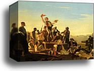 Jolly Flatboatmen in Port by George Caleb Bingham, Canvas Print