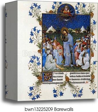 Les tr�s riches heures du Duc de Berry. Feeding the Multitude by Limbourg Brothers, Canvas Print
