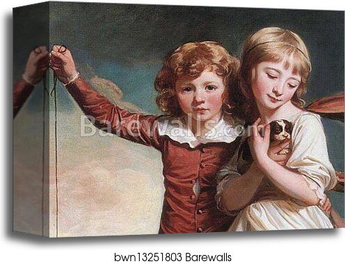The Clavering Children. Detail by George Romney, Canvas Print