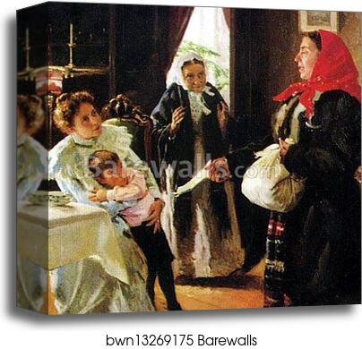Two Mothers: Foster Mother and Birth Mother. Detail by Vladimir Makovsky, Canvas Print