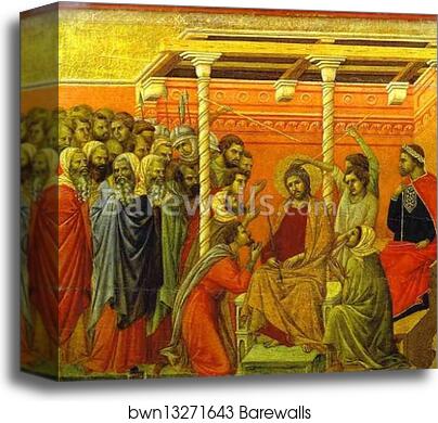 Maestà (back, central panel) The Crown of Thorns by Duccio Di Buoninsegna, Canvas Print