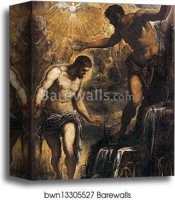 Baptism of Christ by Jacopo Robusti, Called Tintoretto, Canvas Print