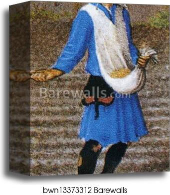 Les trÄ�s riches heures du Duc de Berry. October. Louvre Palace. Detail by Limbourg Brothers, Canvas Print