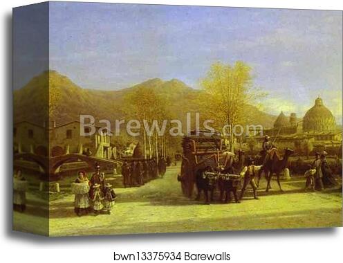 Pisa. View of the Baptistery and the Cathedral by Alexey Bogoliubov, Canvas Print Pisa. View of the Baptistery and the Cathedral by Alexey Bogoliubov, Canvas Print