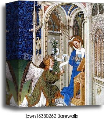 Les tr�s riches heures du Duc de Berry. Coronation of Mary. Detail by Limbourg Brothers, Canvas Print Les tr�s riches heures du Duc de Berry. Coronation of Mary. Detail by Limbourg Brothers, Canvas Print