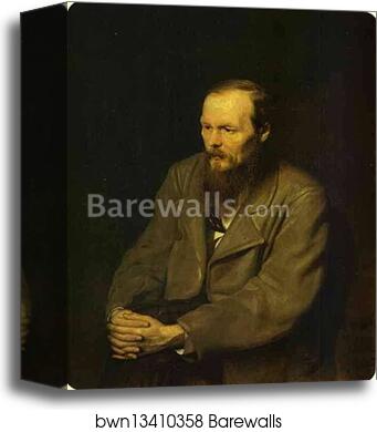 Portrait of the Author Feodor Dostoyevsky by Vasily Perov, Canvas Print
