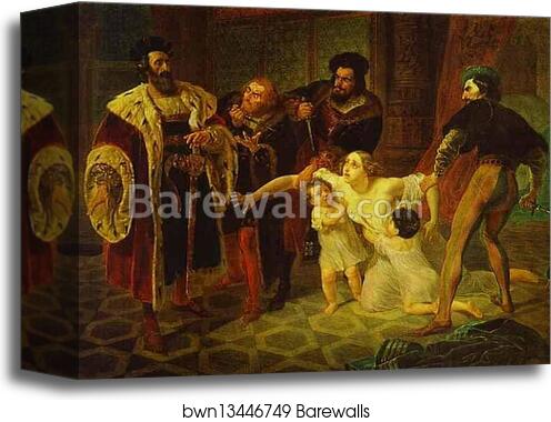 Death of Inessa de Castro, Morganatic Wife of Portuguese Infant Don Pedro by Karl Brulloff, Canvas Print