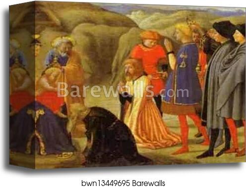 The Adoration of the Magi. Predella from the Pisa Altar by Masaccio, Canvas Print