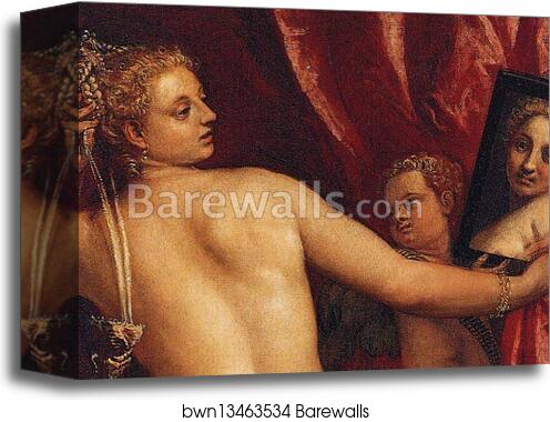 Venus with a Mirror (Venus at Her Toilette). Detail by Paolo Veronese, Canvas Print