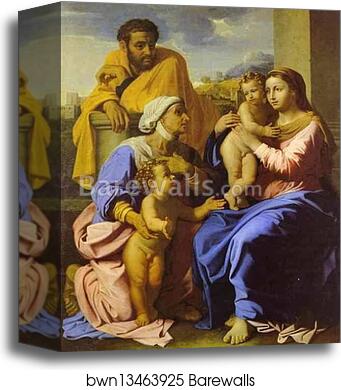 Holy Family with John the Baptist and St. Elizabeth by Nicolas Poussin, Canvas Print