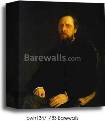 Portrait of the Author Mikhail Saltykov-Shchedrin by Nikolay Gay, Canvas Print