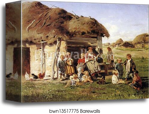 Peasant Children by Vladimir Makovsky, Canvas Print