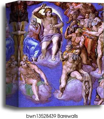 The Last Judgment . Detail by Michelangelo, Canvas Print
