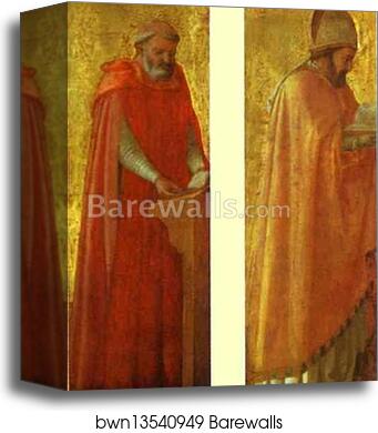 St. Jerome and St. Augustine. Panels from the Pisa Altar by Masaccio, Canvas Print