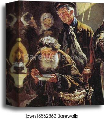 Lunch. Study for the painting "Flea market in Moscow". Detail by Vladimir Makovsky, Canvas Print