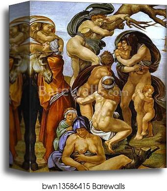 The Flood. Detail by Michelangelo, Canvas Print