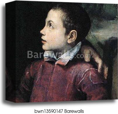 Portrait of Amilcare, Minerva and Asdrubale Anguissola. Detail by Sofonisba Anguissola, Canvas Print