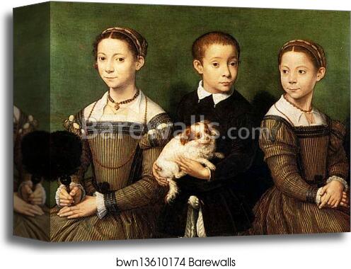 Portrait of Three Children by Sofonisba Anguissola, Canvas Print