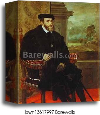 Portrait of Emperor Charles V Seated by Titian, Canvas Print