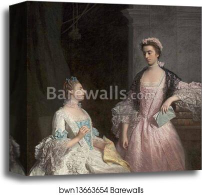 Portrait of Horace Walpole's Nieces: The Honorable Laura Keppel and Charlotte, Lady Huntingtower by Allan Ramsay, Canvas Print