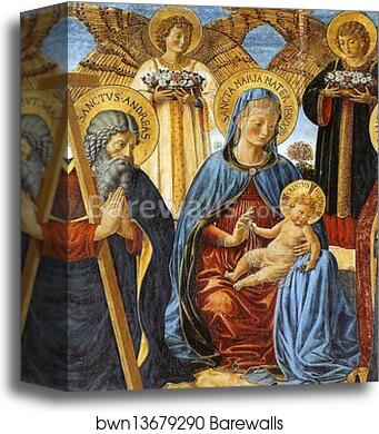 Madonna and Child between St. Andrew and St. Prosper. Detail by Benozzo Gozzoli, Canvas Print