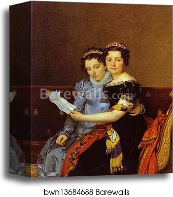 Portrait of Charlotte and Zénaide Bonaparte by Jacques-Louis David, Canvas Print
