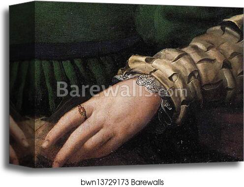 Lady in Green. Detail by Agnolo Bronzino, Canvas Print