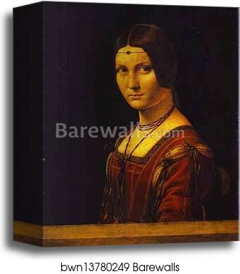 Portrait of an Unknown Woman (La Belle Ferroniere) by Leonardo Da Vinci, Canvas Print