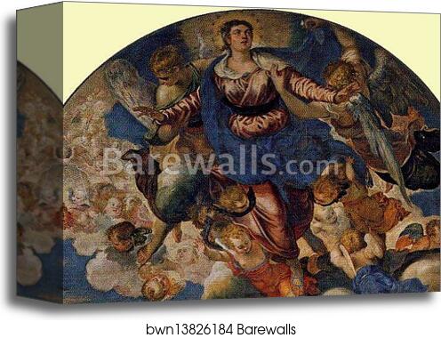Assumption of the Virgin. Detail by Jacopo Robusti, Called Tintoretto, Canvas Print