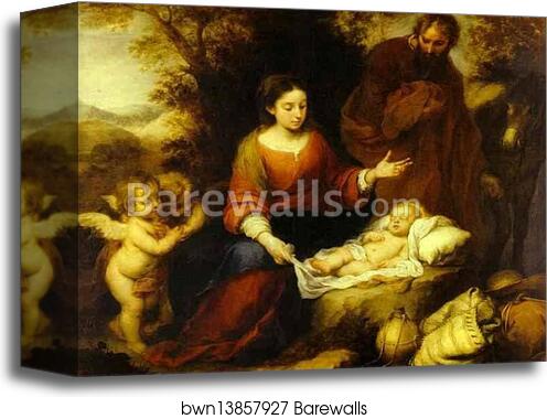 Rest on the Flight into Egypt by Bartolomé Esteban Murillo, Canvas Print