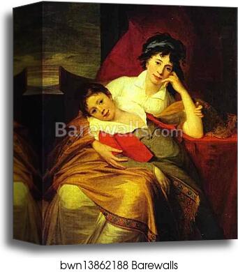 Portrait of Catherine Muravyova (1771-1848) with Her Son Nikita Muravyov (1796-1866) by Jean-Laurent Mosnier, Canvas Print