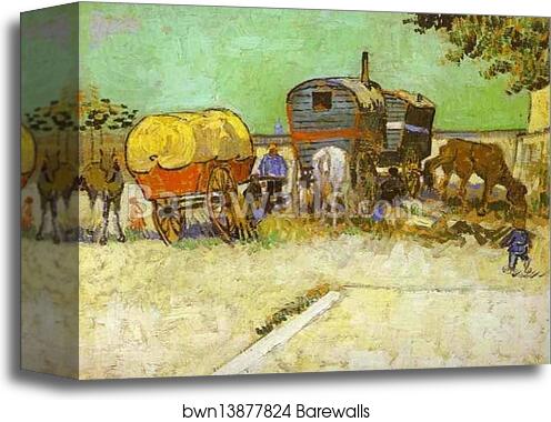 The Caravans, Gypsy Camp near Arles by Vincent Van Gogh, Canvas Print