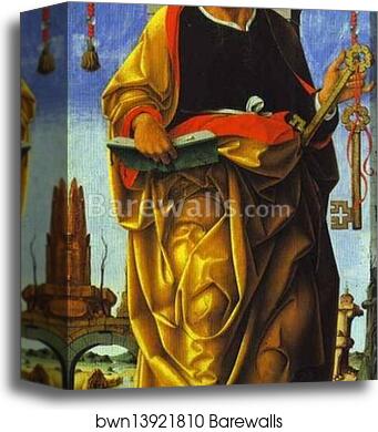 St. Peter. Side panel of the Grifoni Polyptych by Francesco Del Cossa, Canvas Print