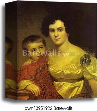 Portrait of A. I. Molchanova with Daughter by Orest Kiprensky, Canvas Print