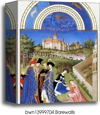 Les tr�s riches heures du Duc de Berry. April. Chateau de Dourdan by Limbourg Brothers, Canvas Print