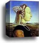 Diptych Portraits of Federico da Montefeltro, Duke of Urbino, and his Wife, Batista Sforza by Piero Della Francesca, Canvas Print