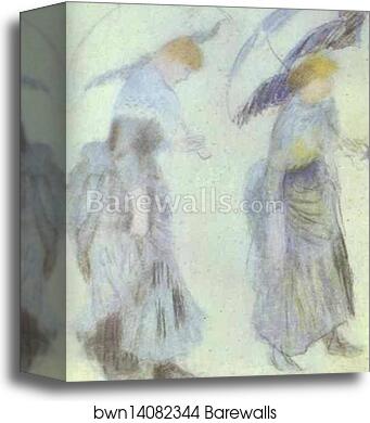 Two Women with Umbrellas by Pierre-Auguste Renoir, Canvas Print