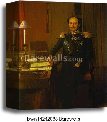 Portrait of P. P. Zhdanovich by Pavel Fedotov, Canvas Print