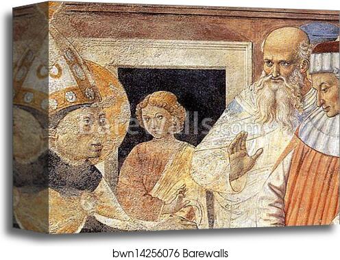 Conversion of the Heretic. Detail by Benozzo Gozzoli, Canvas Print