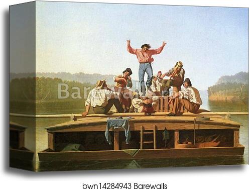 The Jolly Flatboatmen by George Caleb Bingham, Canvas Print