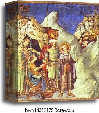 St. Martin Renounces of Arms by Simone Martini, Canvas Print