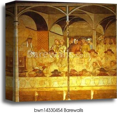 St. Louis of Toulouse Bids Farewell to Boniface VIII by Ambrogio Lorenzetti, Canvas Print