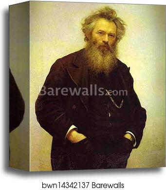 Portrait of the Artist Ivan Shishkin by Ivan Kramskoy, Canvas Print