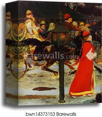 Wedding Train in XVII century Moscow. Detail by Andrey Ryabushkin, Canvas Print