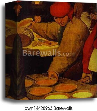 The Peasant Wedding. Detail by Pieter Bruegel The Elder, Canvas Print